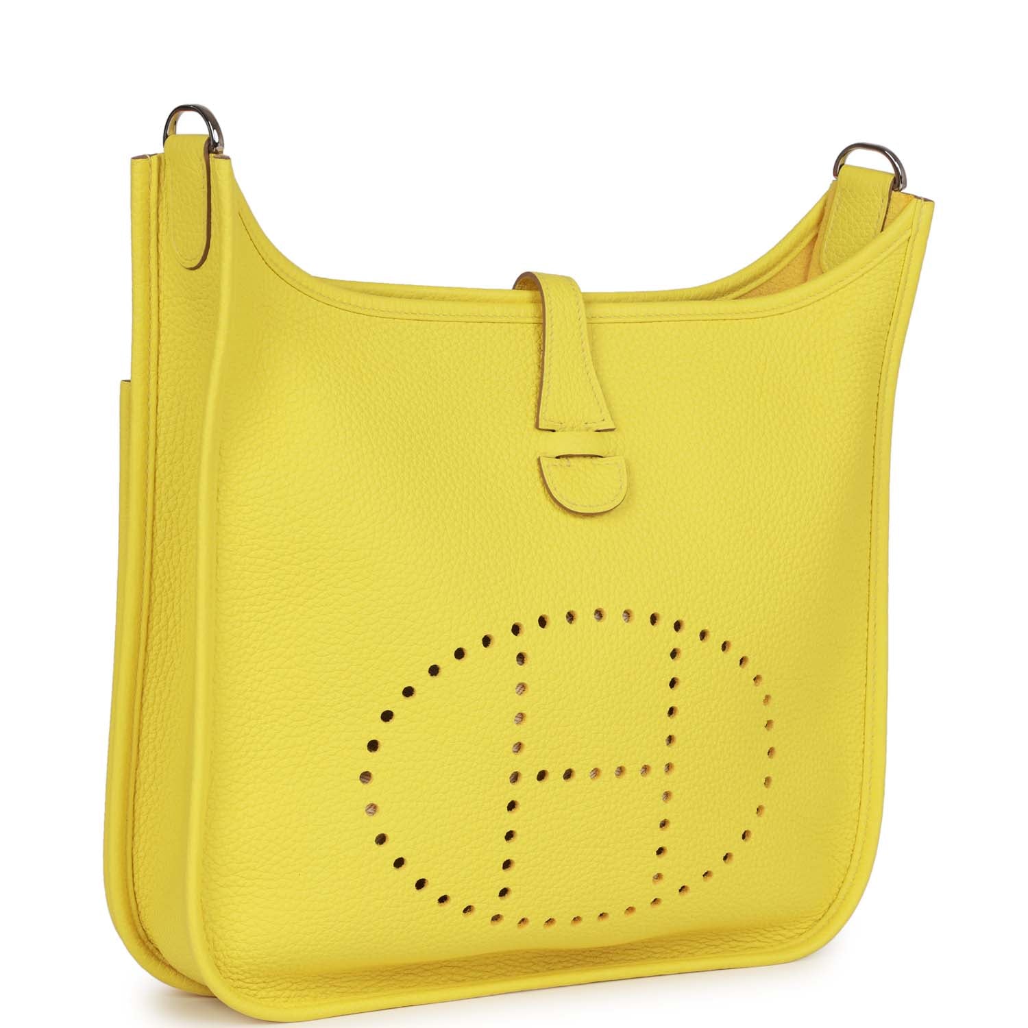 Hermes Luxury Evelyne Iii Pm Lime Clemence Palladium Travel Bag