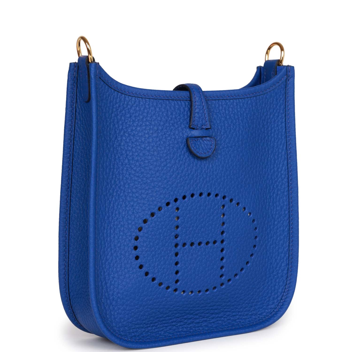 Hermes Luxury Evelyne Tpm Bleu Electric Clemence Hardware Gold Travel Bag
