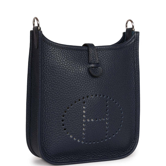 Hermes Luxury Evelyne Tpm Bleu Nuit Clemence Palladium Travel Bag