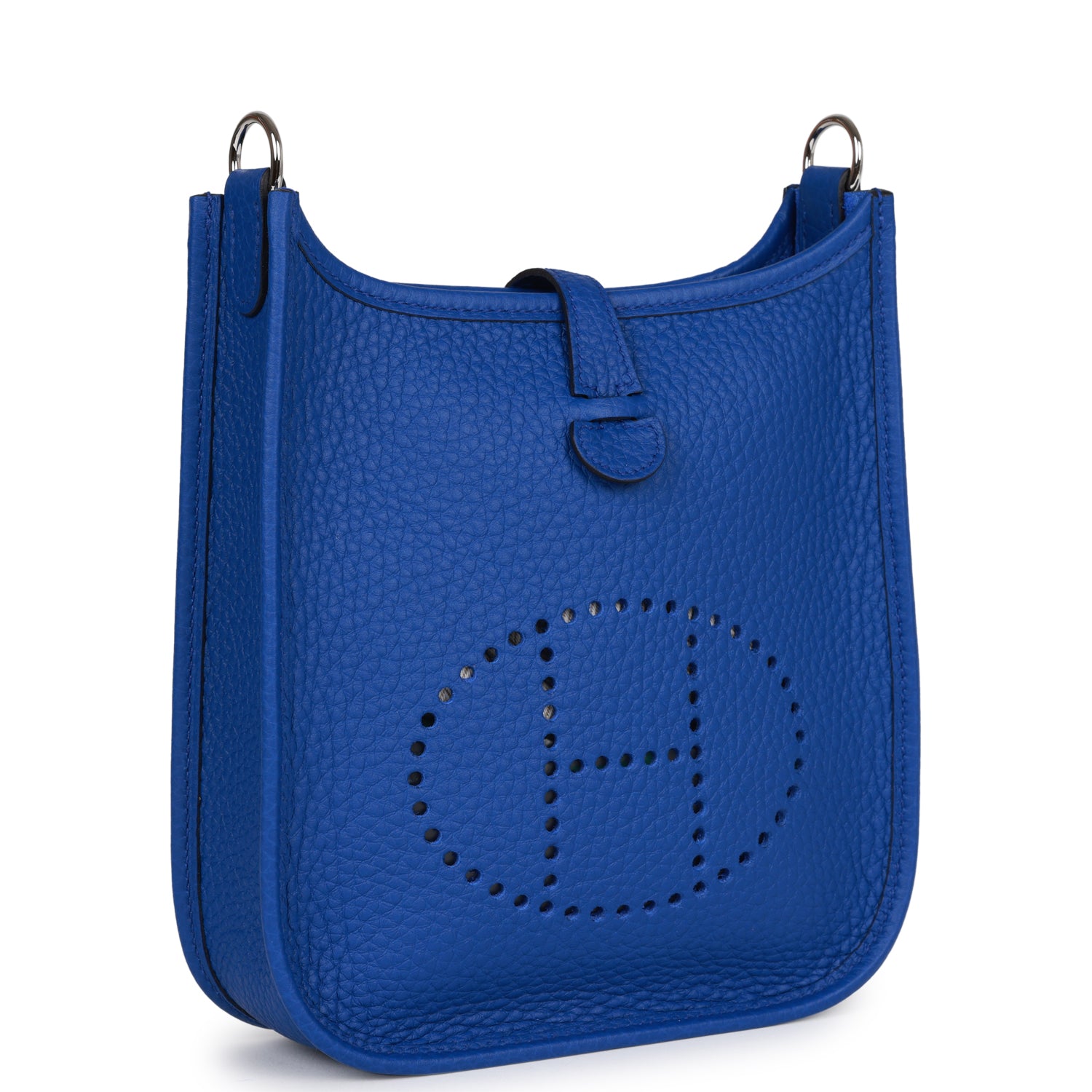Hermes Luxury Evelyne Tpm Bleu Royal Clemence Palladium Travel Bag