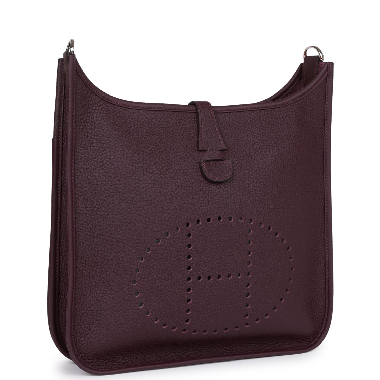 Hermes Luxury Evelyne Iii Pm Cassis Clemence Palladium Travel Bag