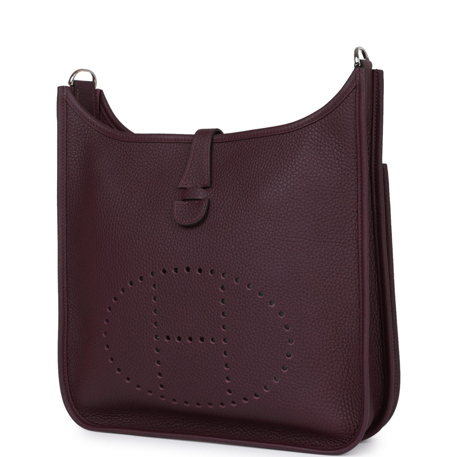 Hermes Luxury Evelyne Iii Pm Cassis Clemence Palladium Travel Bag