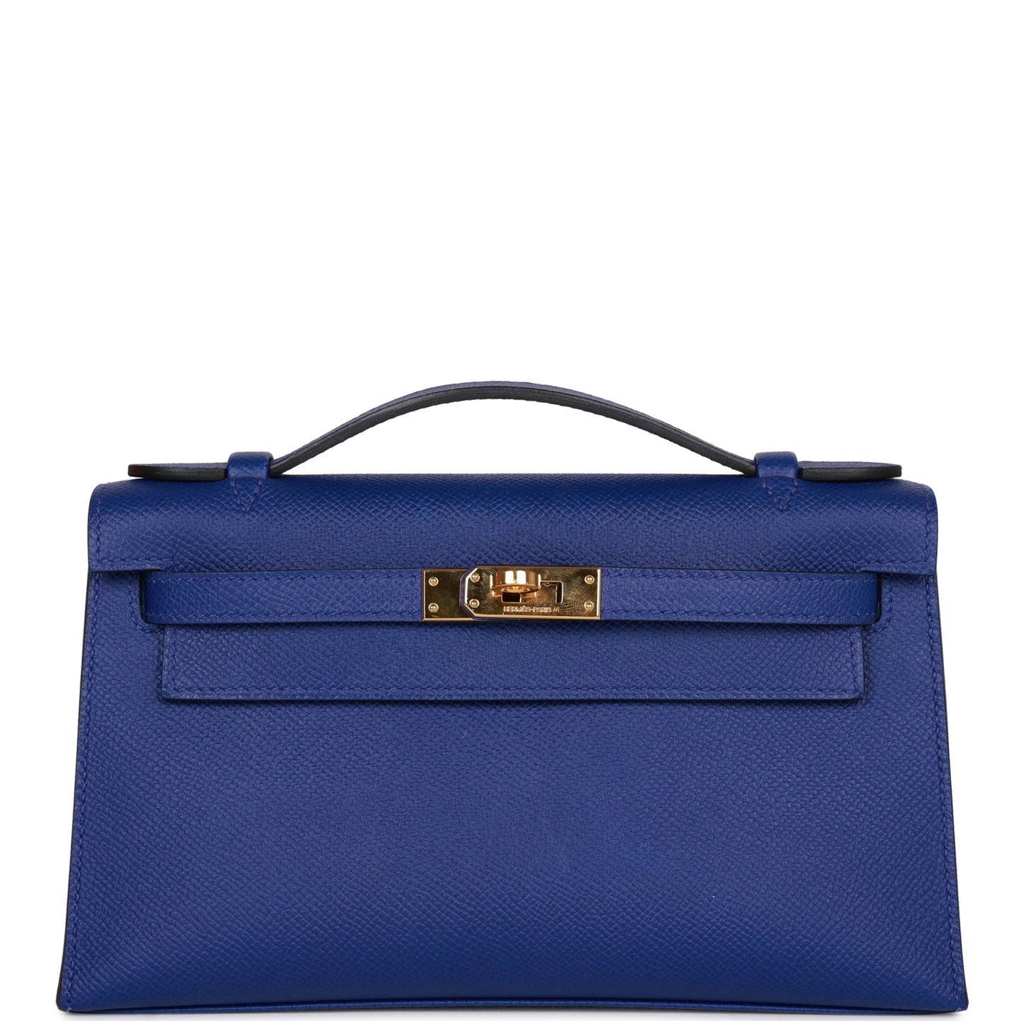 Hermes Kelly Pochette Bleu Electric Epsom Hardware Handbag Gold Travel Bag