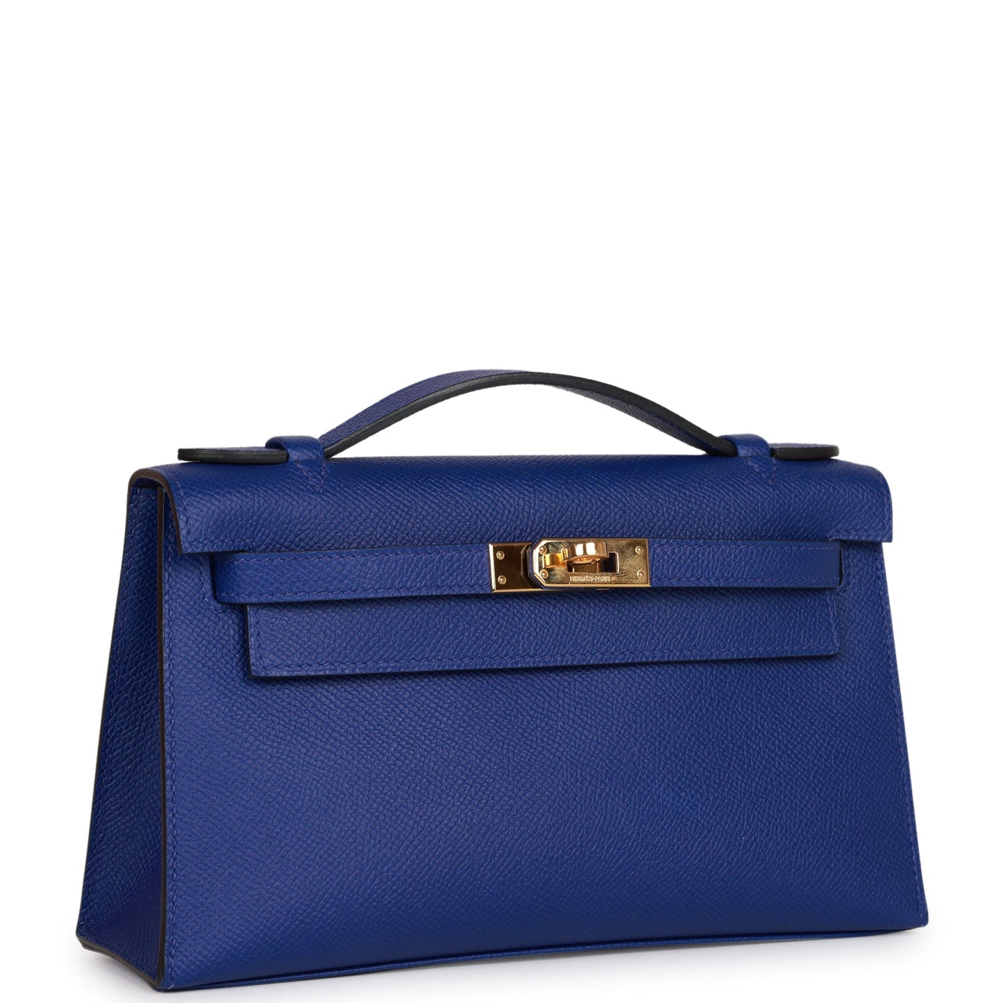 Hermes Kelly Pochette Bleu Electric Epsom Hardware Handbag Gold Travel Bag Gold Hardware