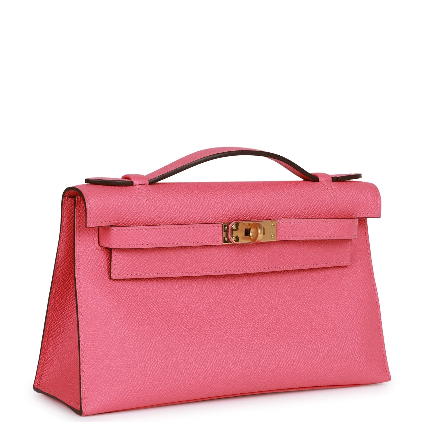 Hermes Kelly Pochette Rose Azalee Epsom Hardware Clutch Bag Gold