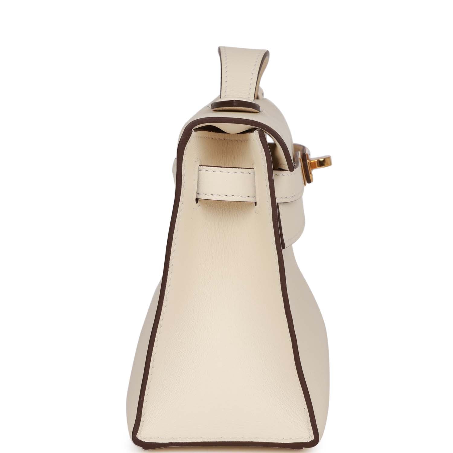 Hermes Kelly Pochette Nata Swift Hardware Clutch Bag Gold