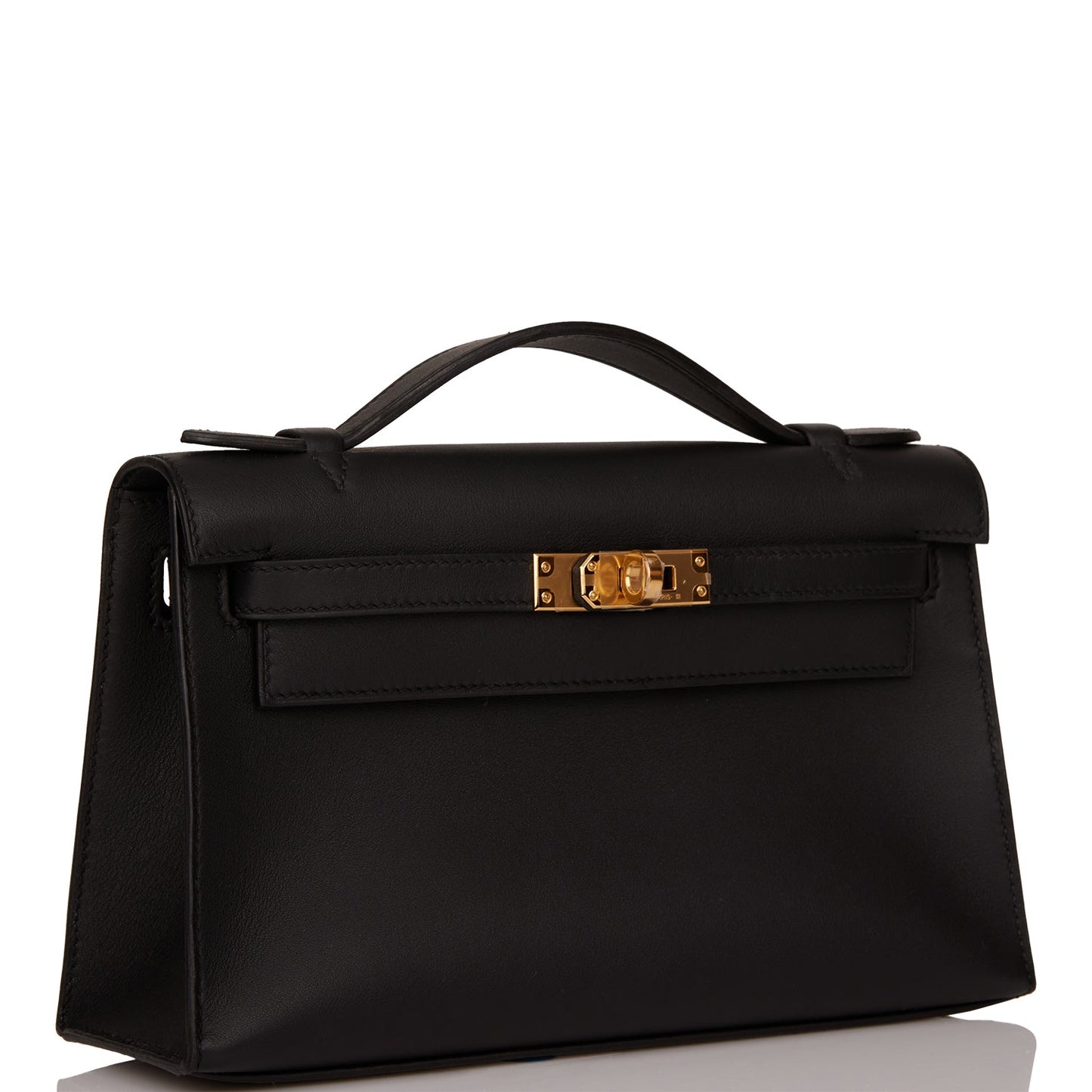 Hermes Kelly Pochette Swift Hardware Handbag Black Gold Travel Bag Hardware 3
