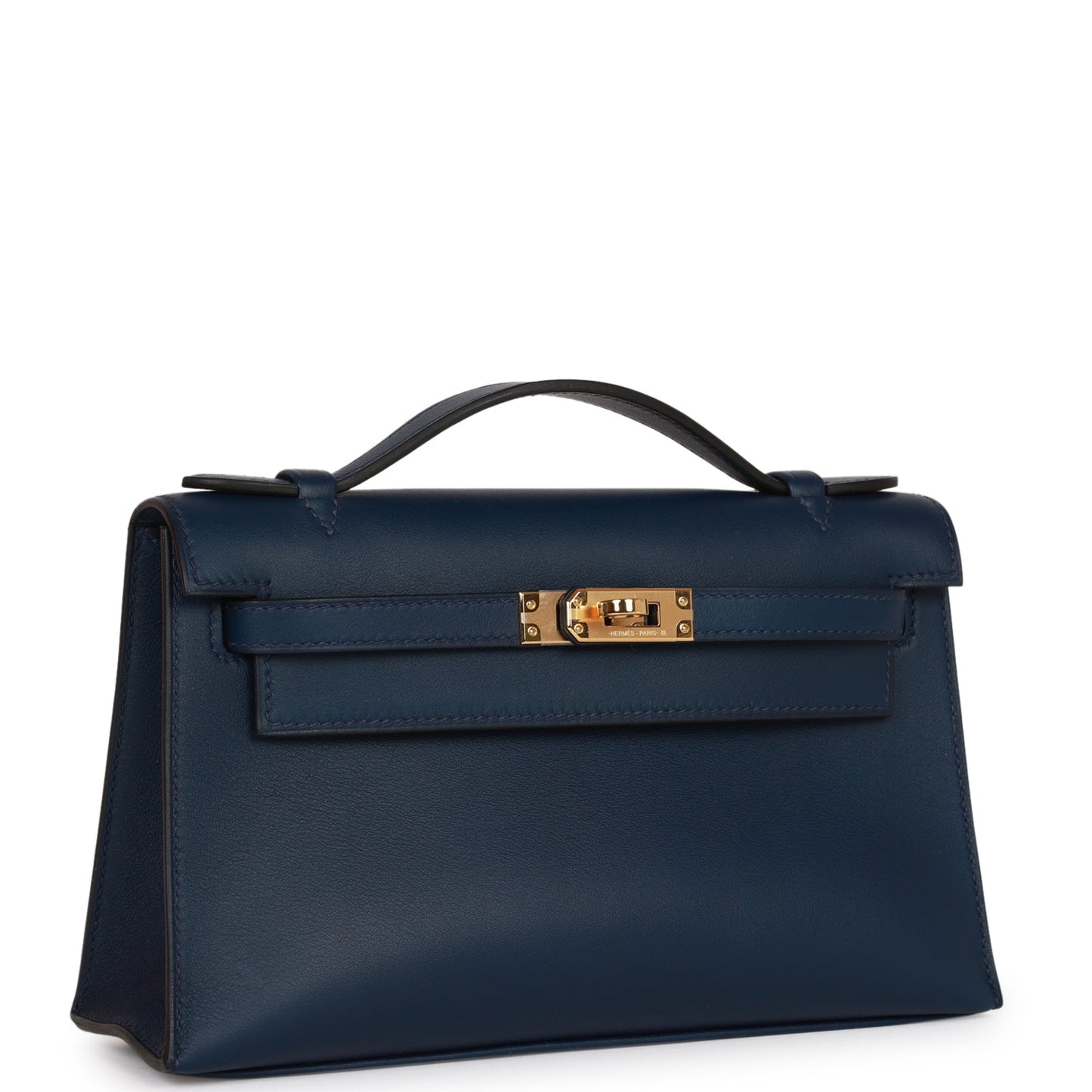 Hermes Kelly Pochette Bleu Navy Swift Hardware Handbag Gold Travel Bag