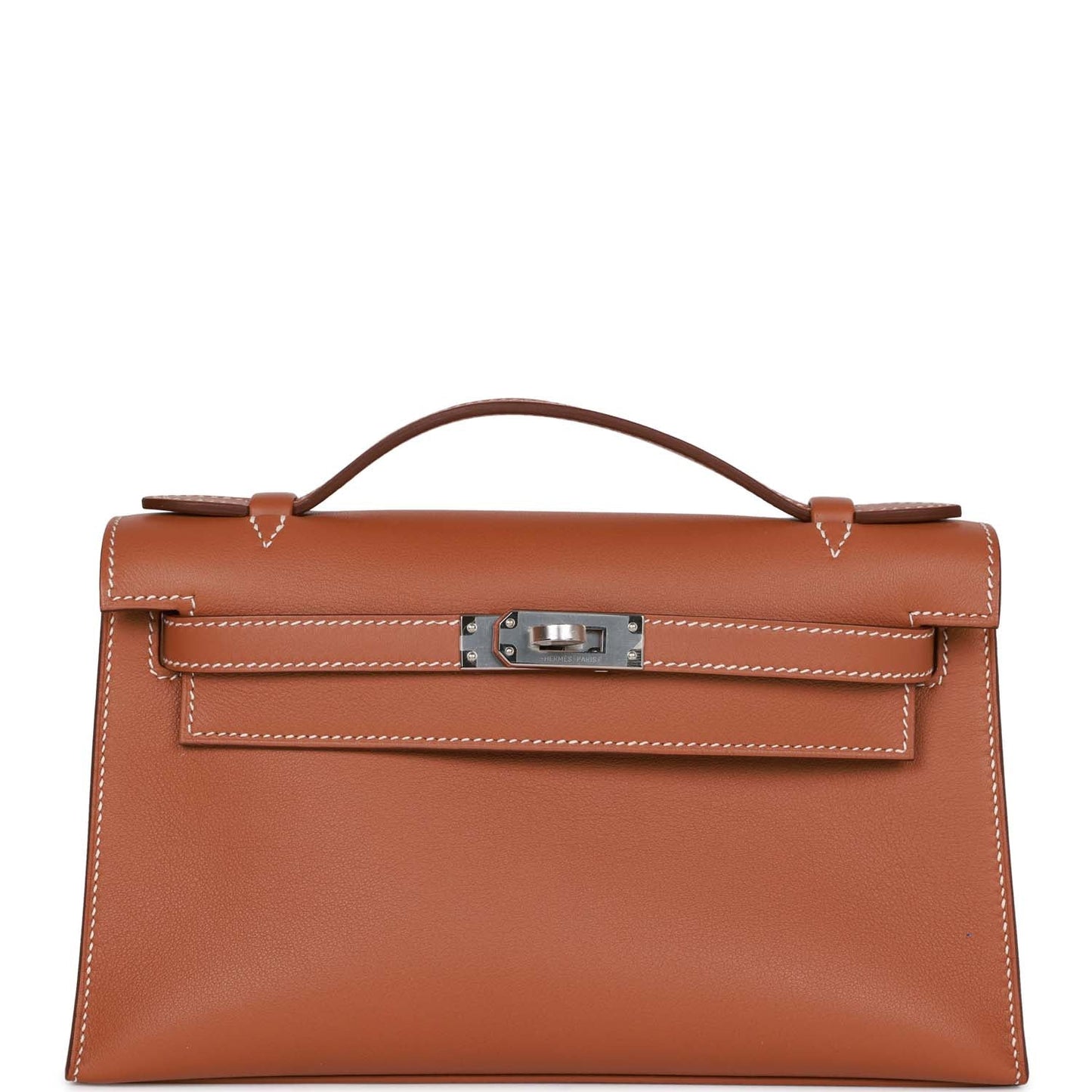 Hermes Kelly Pochette Swift Palladium Hardware Clutch Bag Gold