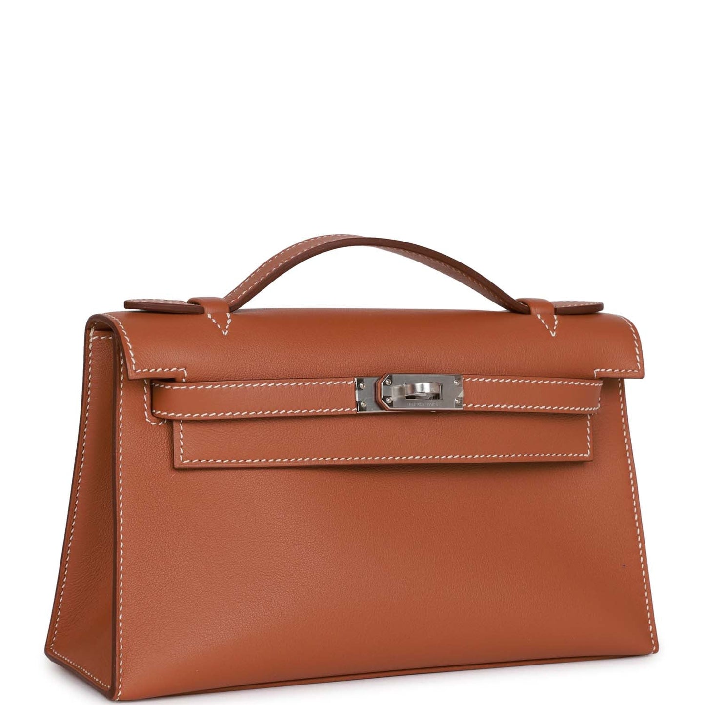 Hermes Kelly Pochette Swift Palladium Hardware Clutch Bag Gold