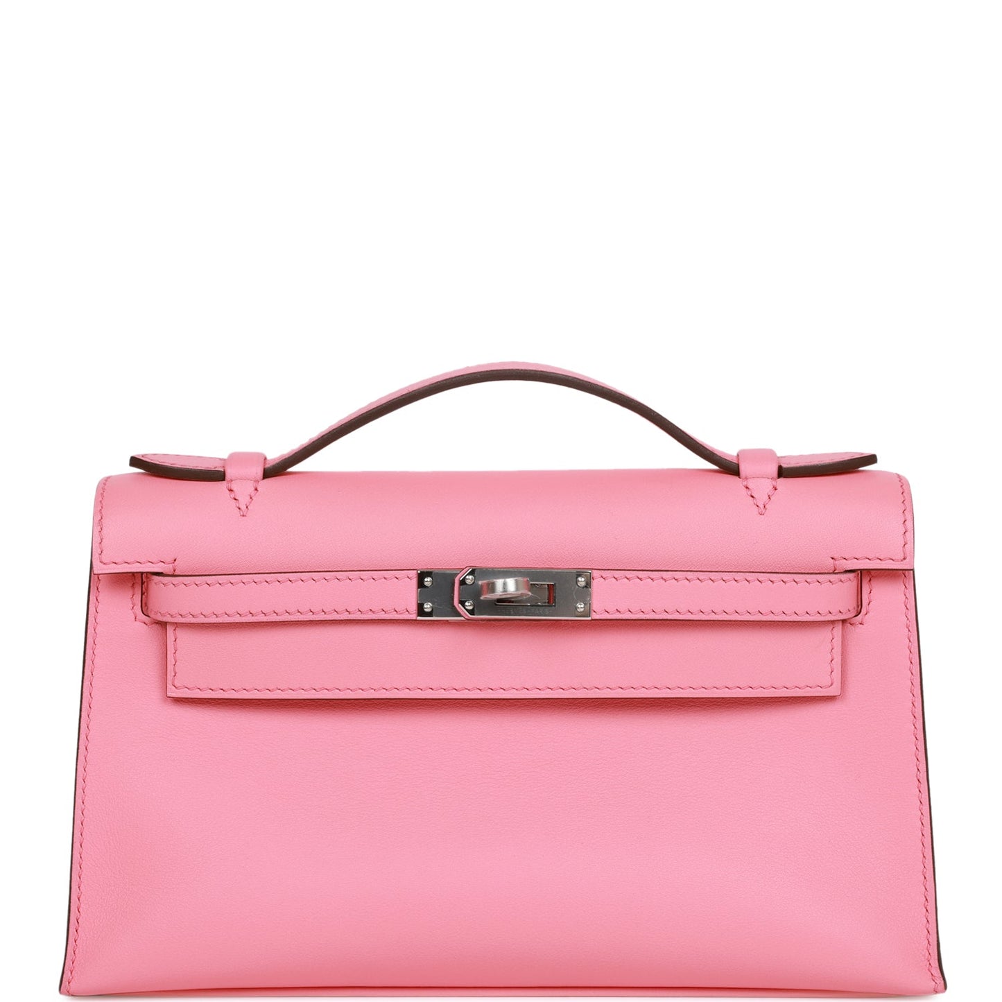 Hermes Kelly Pochette Rose Ete Swift Palladium Hardware Clutch Clutch Bag