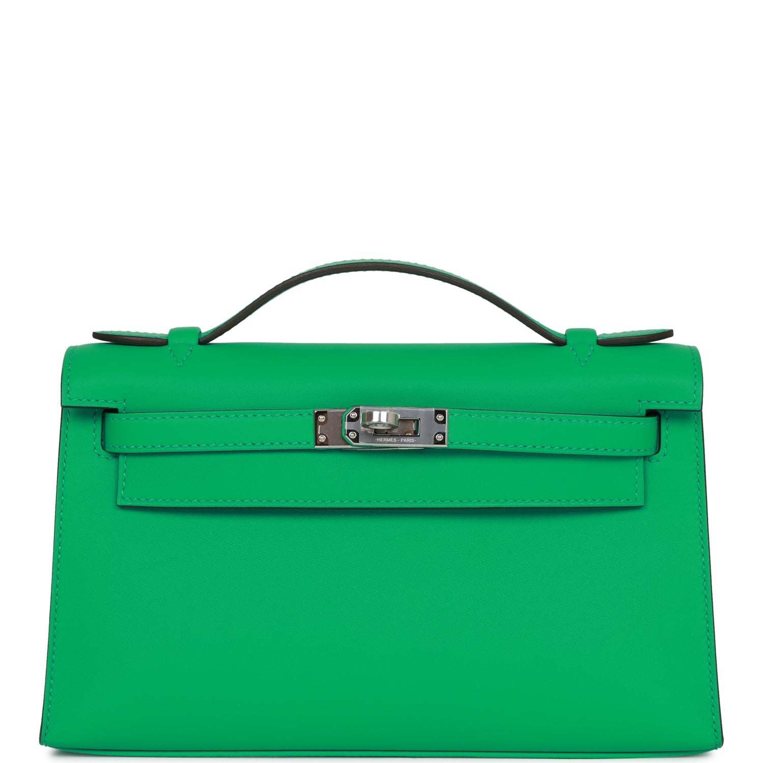 Hermes Kelly Pochette Menthe Swift Palladium Hardware Handbag Travel Bag