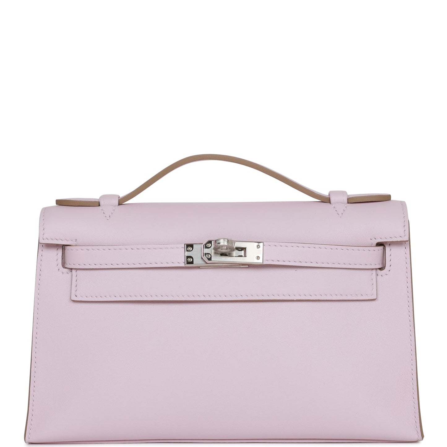 Hermes Kelly Pochette Mauve Pale Swift Palladium Hardware Clutch Bag