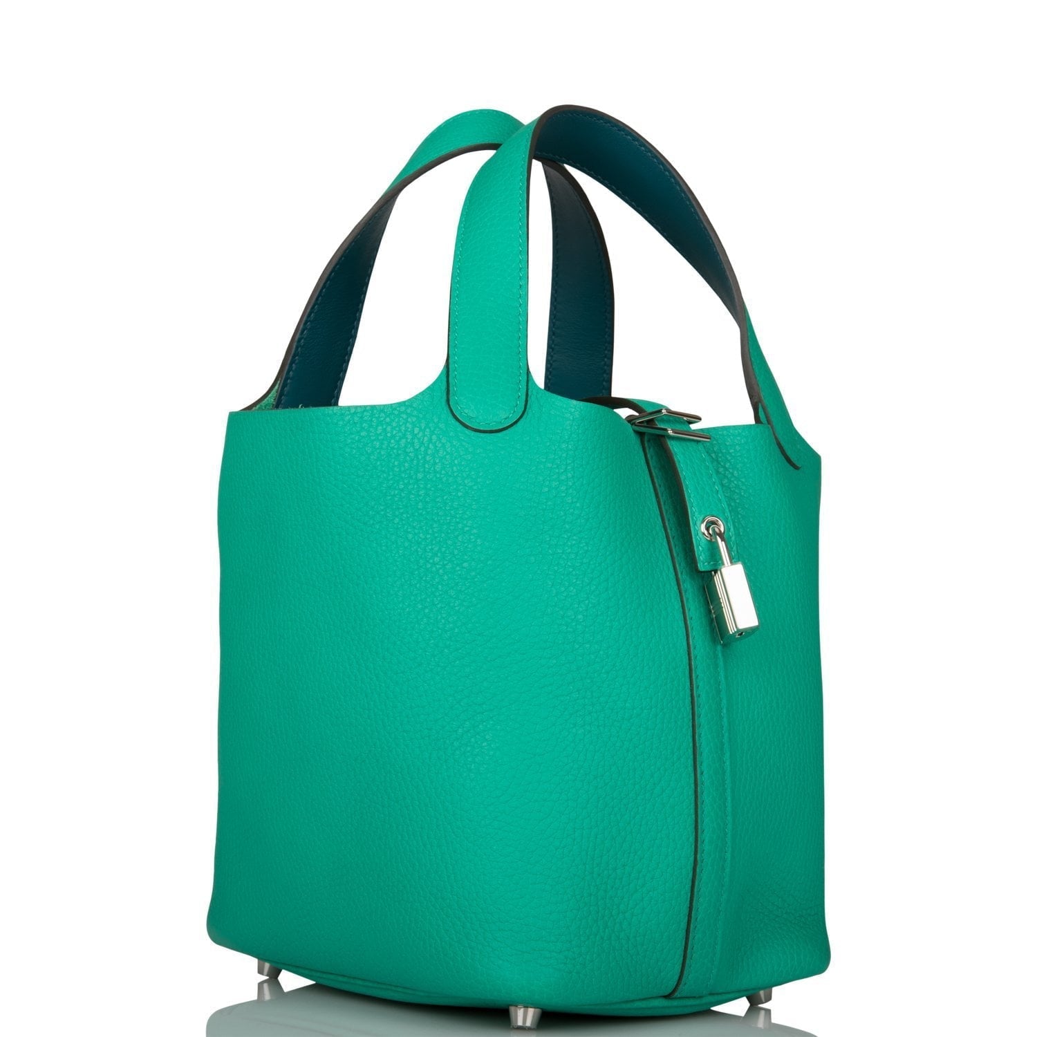 Hermes Menthe Clemence Picotin Lock Palladium Hardware Handbag Travel Bag