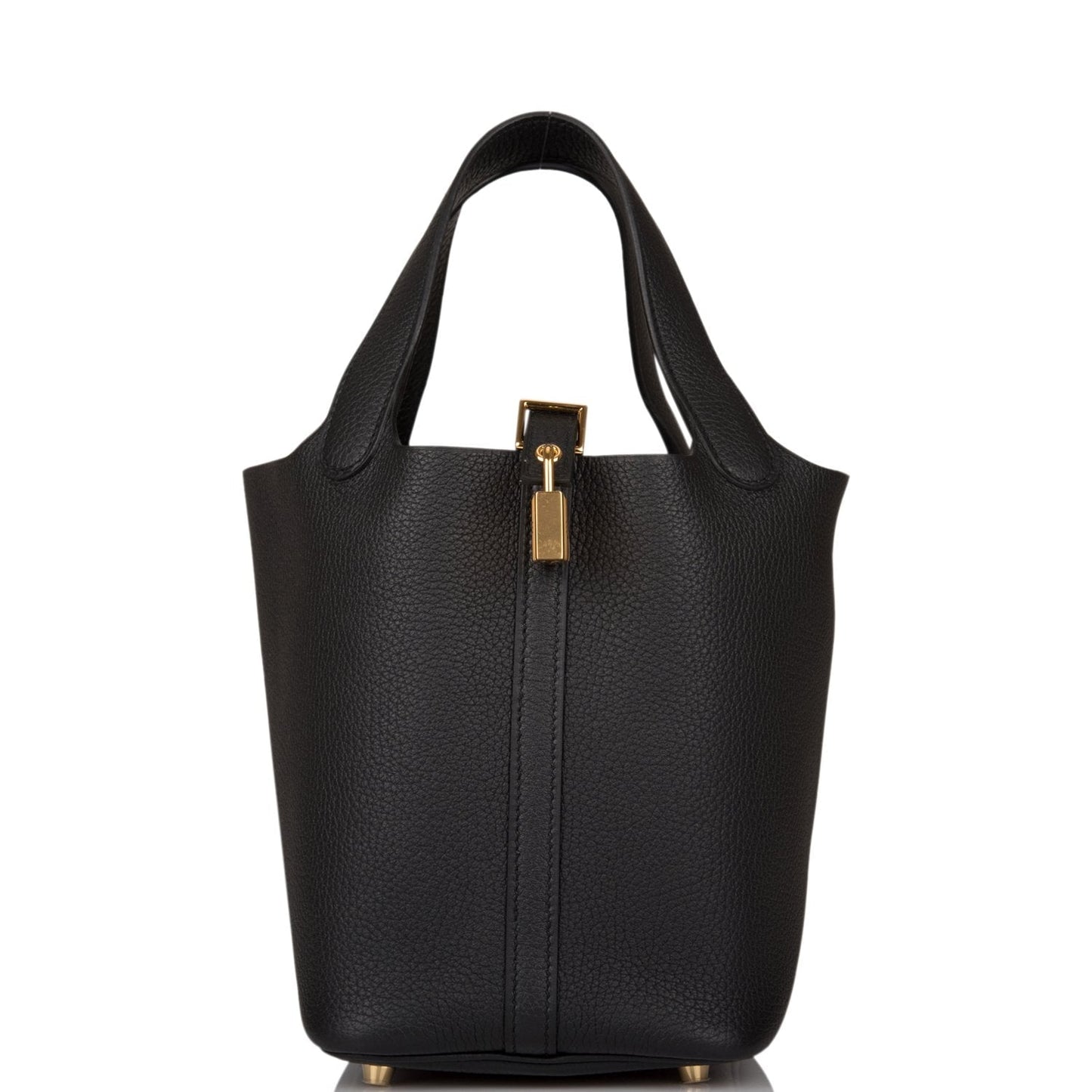 Hermes Picotin Lock Clemence Hardware Handbag Black Gold Travel Bag Gold Hardware