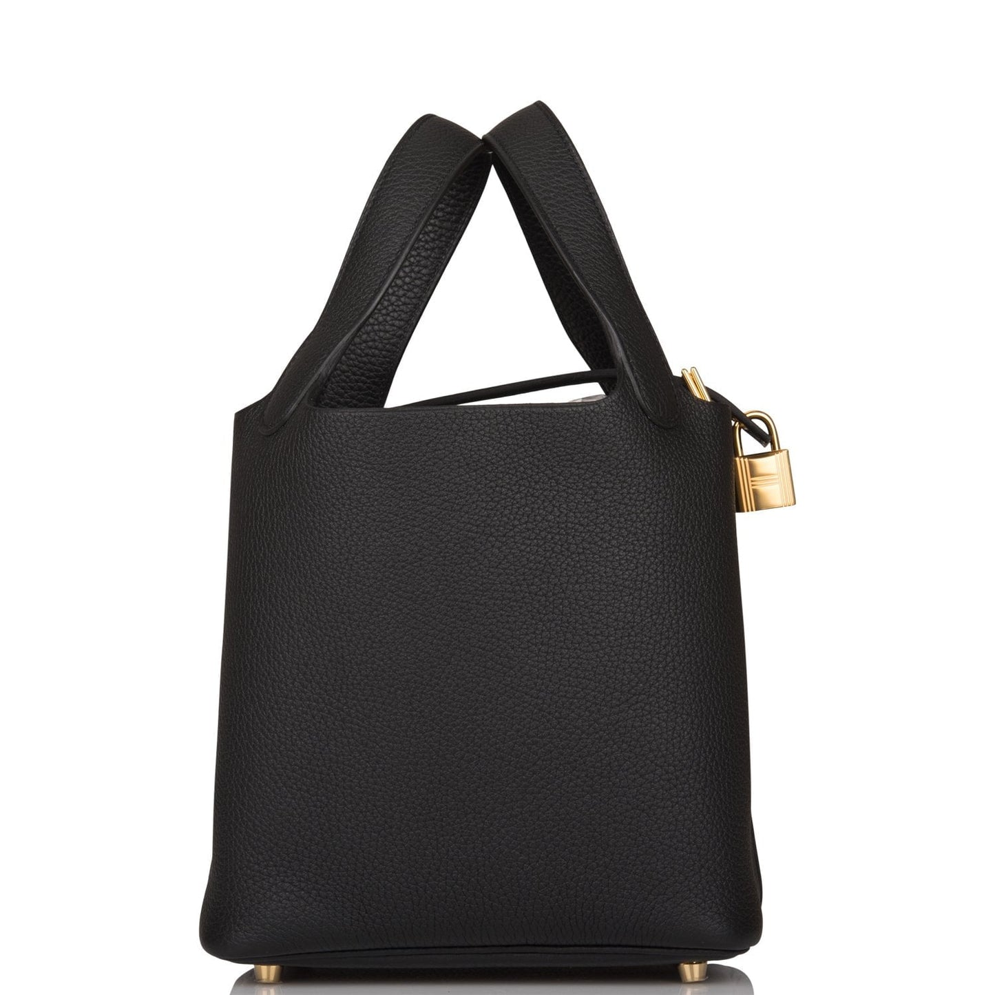 Hermes Picotin Lock Clemence Hardware Handbag Black Gold Travel Bag Gold Hardware