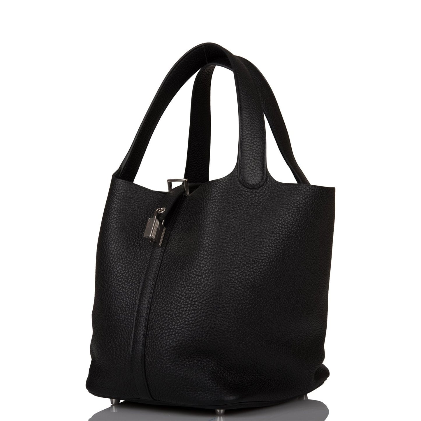 Hermes Clemence Picotin Lock Palladium Hardware Handbag Black Travel Bag