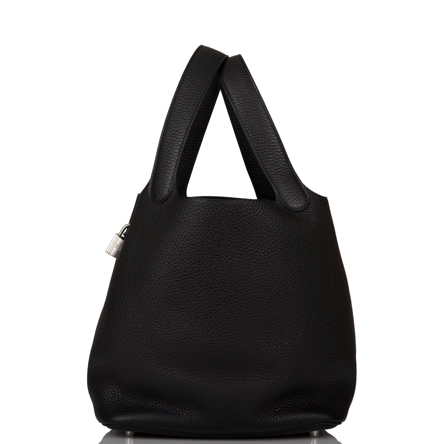 Hermes Clemence Picotin Lock Palladium Hardware Handbag Black Travel Bag