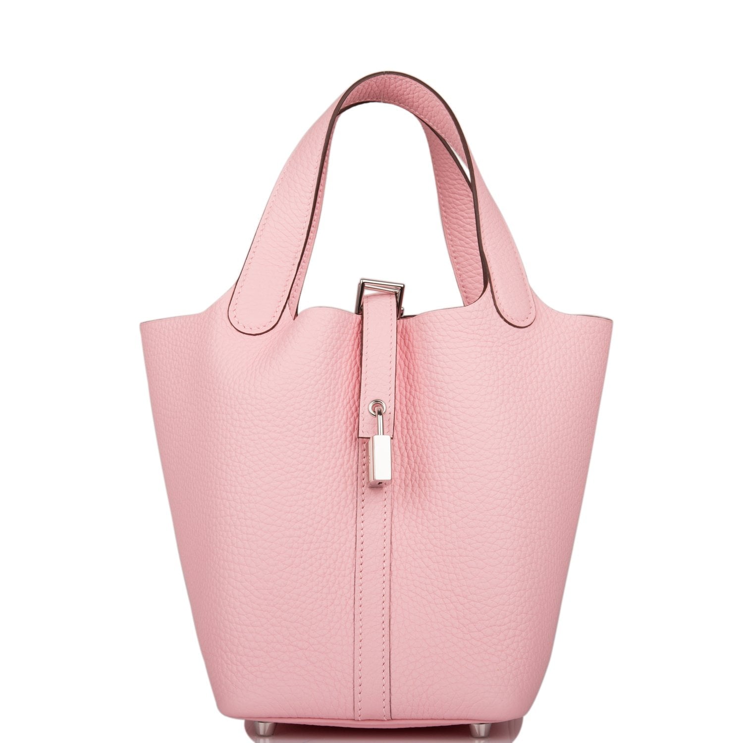 Hermes Rose Sakura Clemence Picotin Lock Palladium Hardware Travel Bag