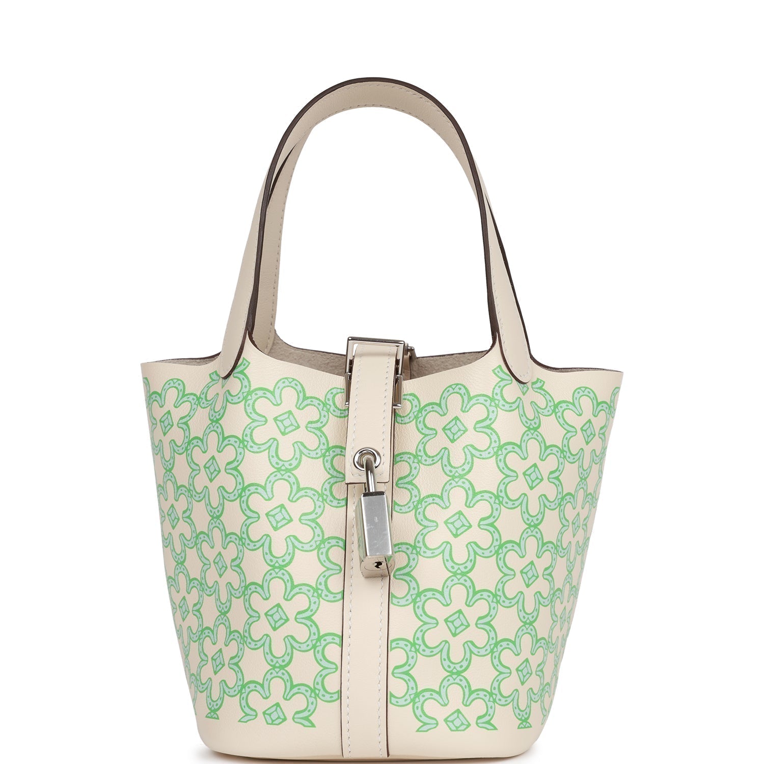 Hermes Micro Picotin Lock Lucky Daisy Nata Swift Travel Bag Palladium Hardware
