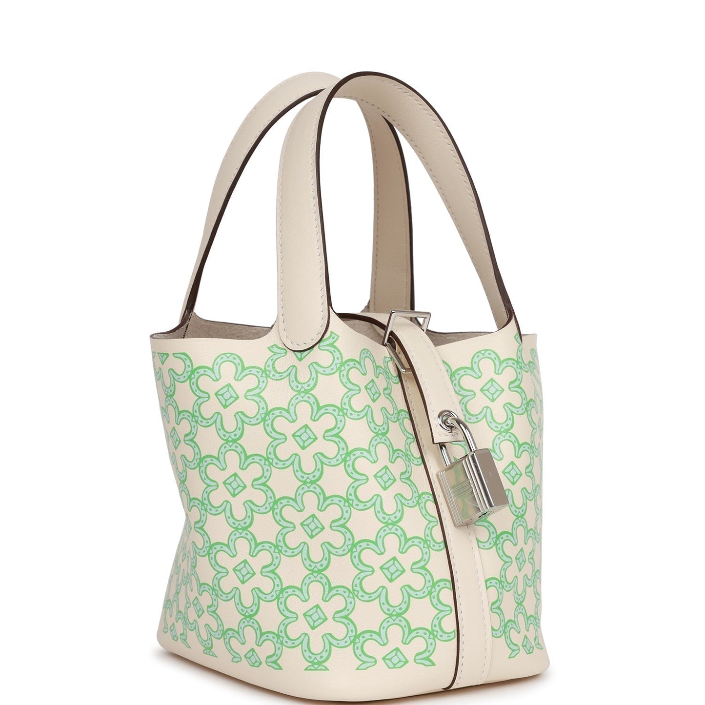 Hermes Micro Picotin Lock Lucky Daisy Nata Swift Travel Bag Palladium Hardware