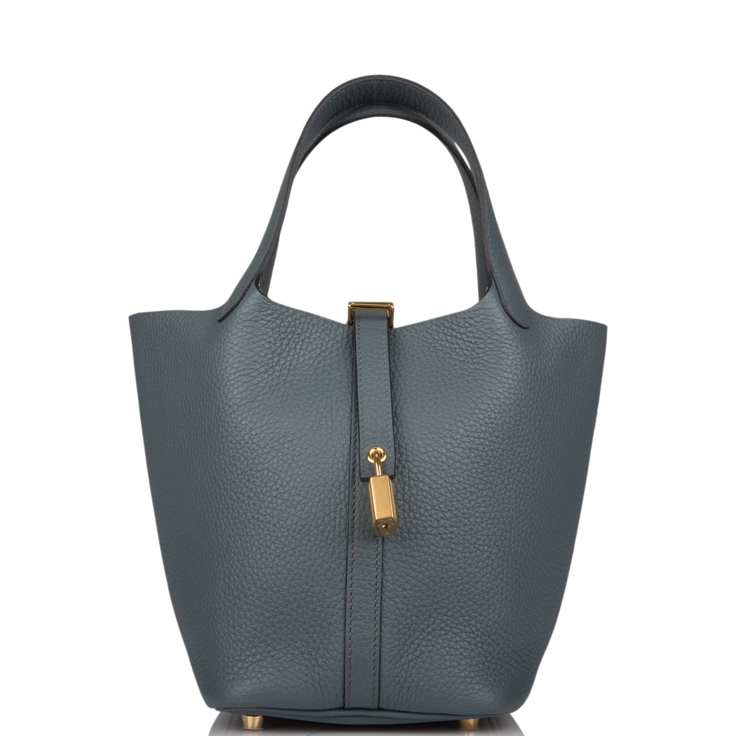 Hermes Picotin Lock Bleu Orage Clemence Hardware Handbag Gold Travel Bag