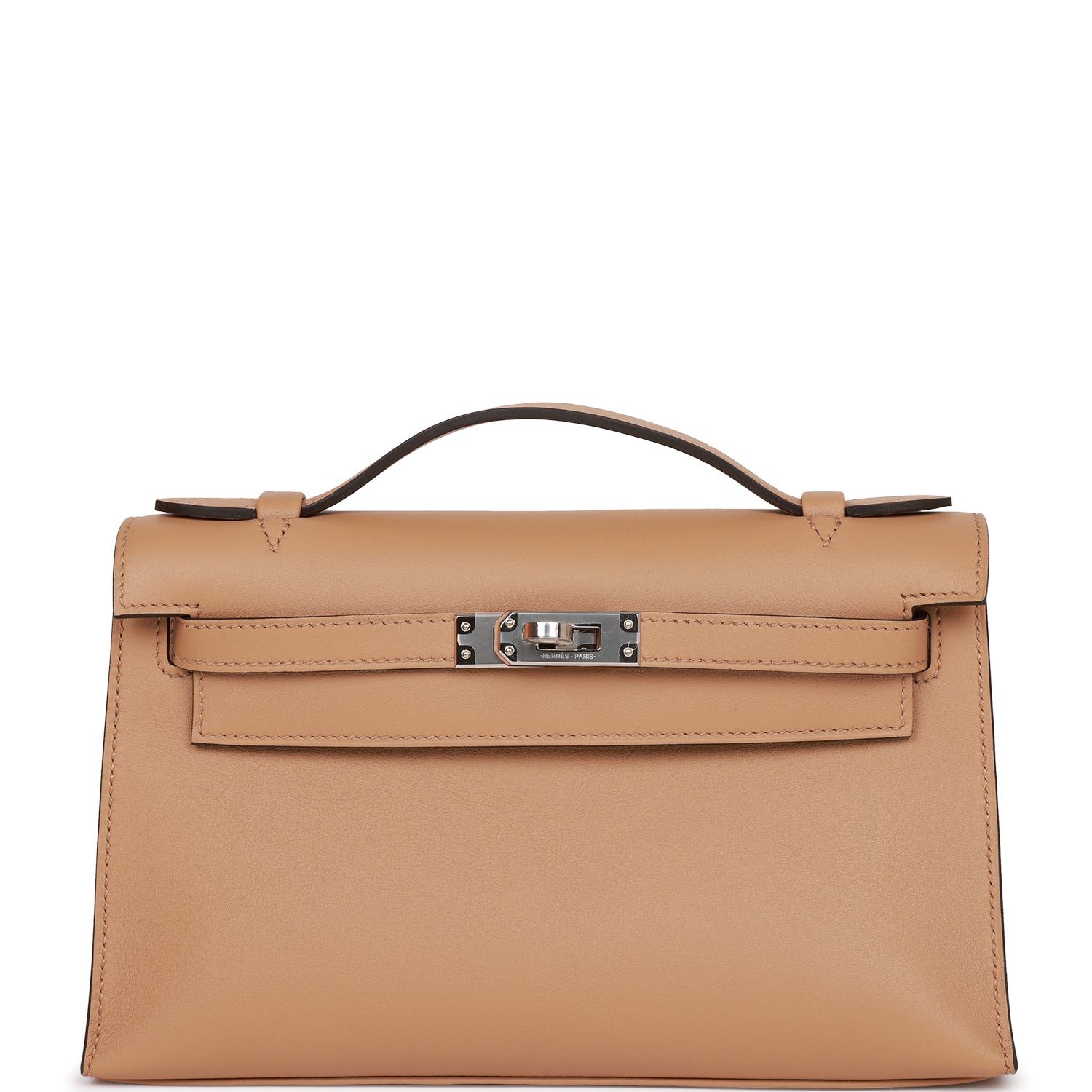 Hermes Kelly Pochette Chai Swift Palladium Hardware Handbag Travel Bag