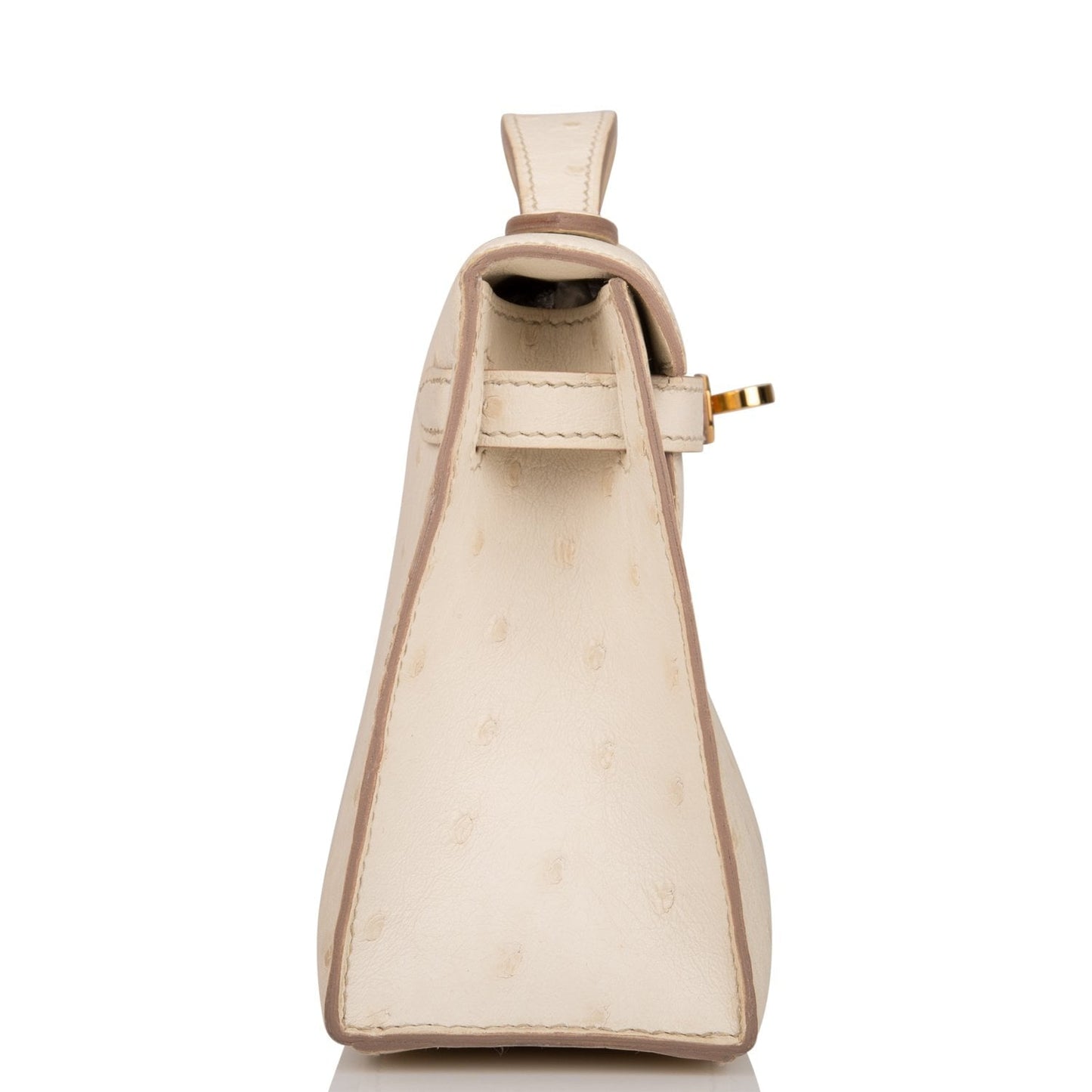 Hermes Kelly Pochette Beton Ostrich Hardware Handbag Gold Travel Bag Gold Hardware