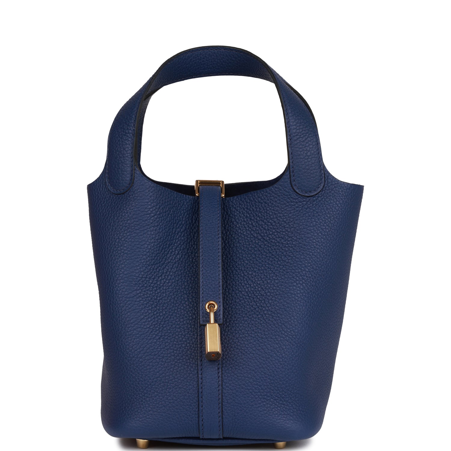 Hermes Picotin Lock Bleu Saphir Clemence Hardware Handbag Gold Travel Bag