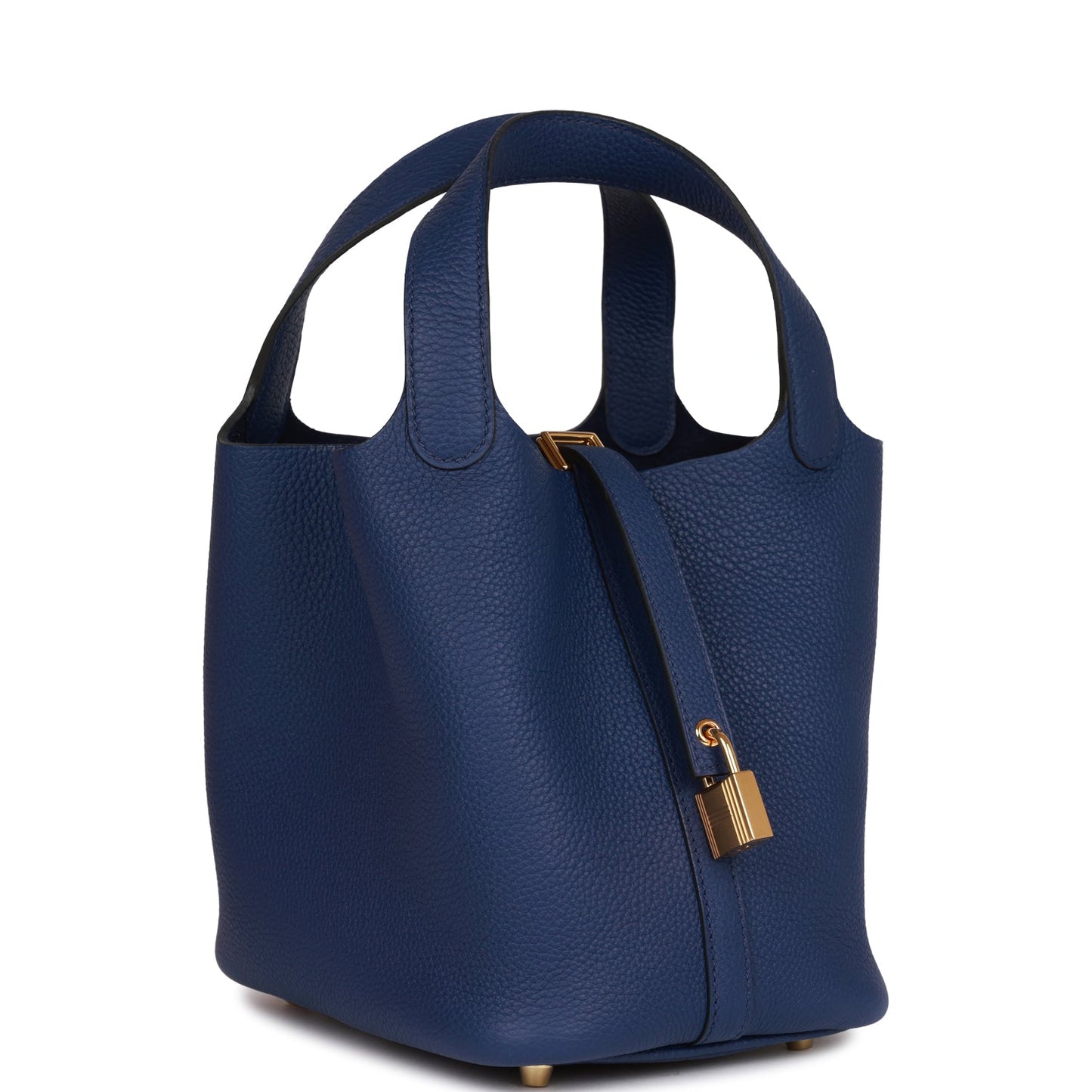 Hermes Picotin Lock Bleu Saphir Clemence Hardware Handbag Gold Travel Bag