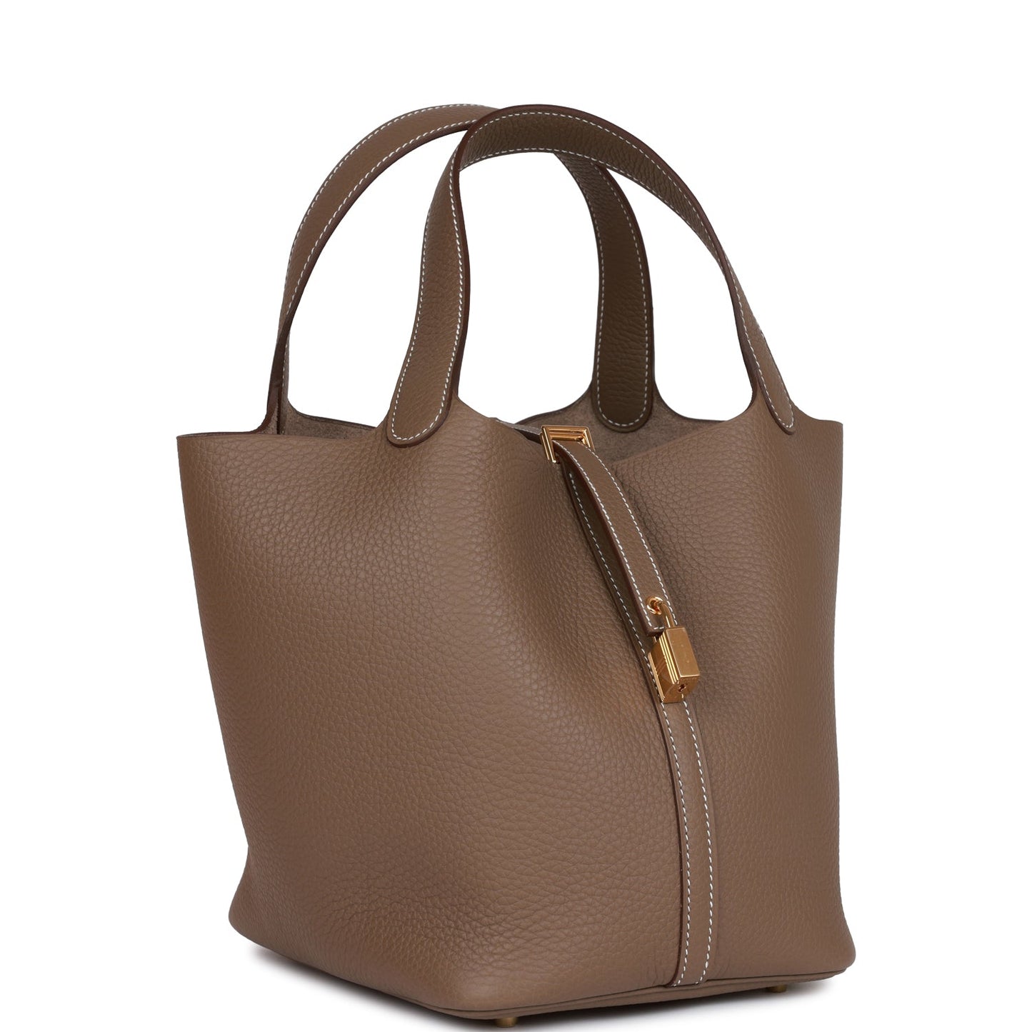 Hermes Picotin Lock Etoupe Clemence Hardware Handbag Gold Travel Bag