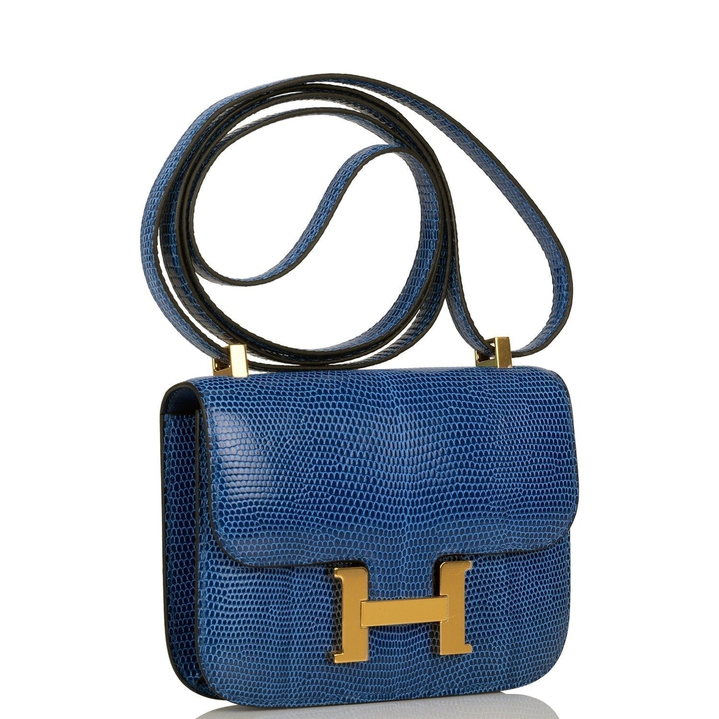 Hermes Micro Constance Bleu Saphir Lizard Niloticus Hardware Gold Travel Bag