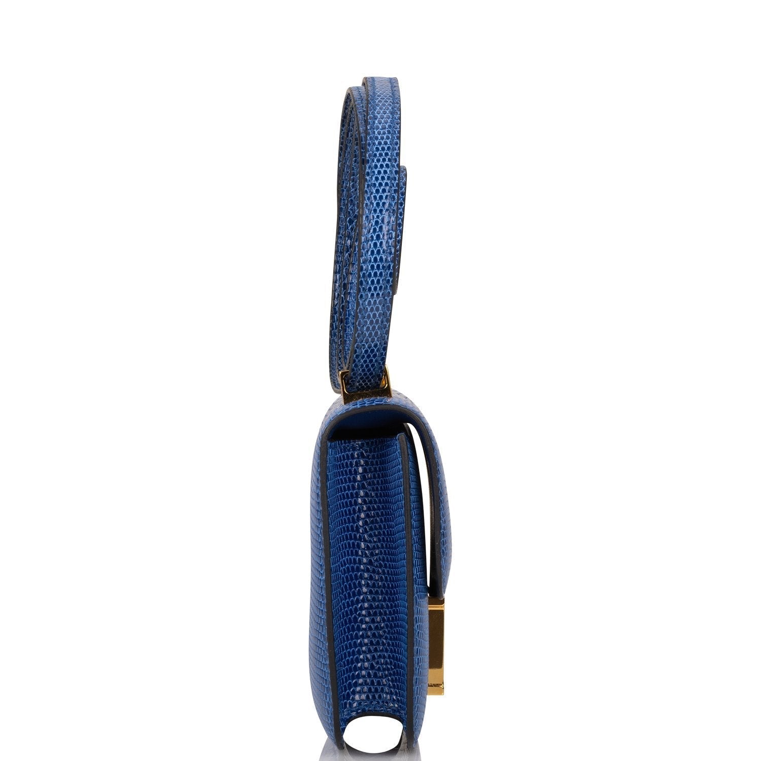 Hermes Micro Constance Bleu Saphir Lizard Niloticus Hardware Gold Travel Bag