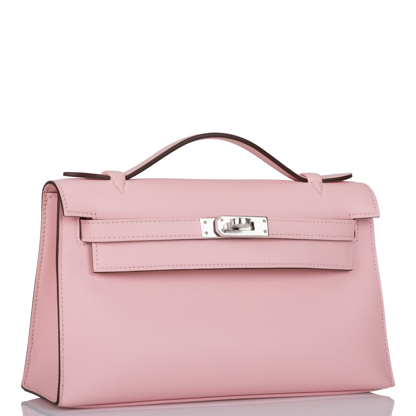 Hermes Kelly Pochette Rose Sakura Swift Palladium Hardware Travel Bag