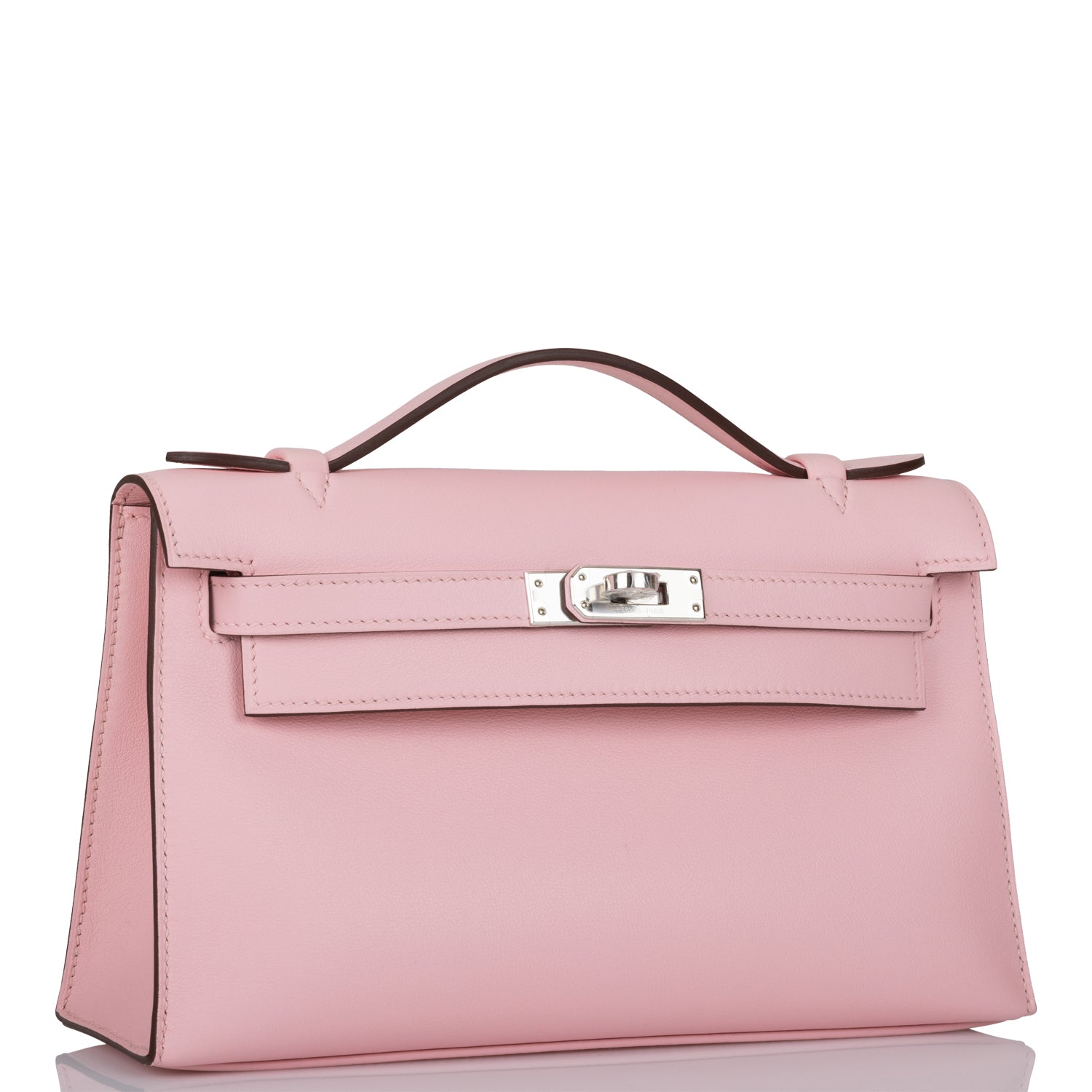 Hermes Kelly Pochette Rose Sakura Swift Palladium Hardware Travel Bag
