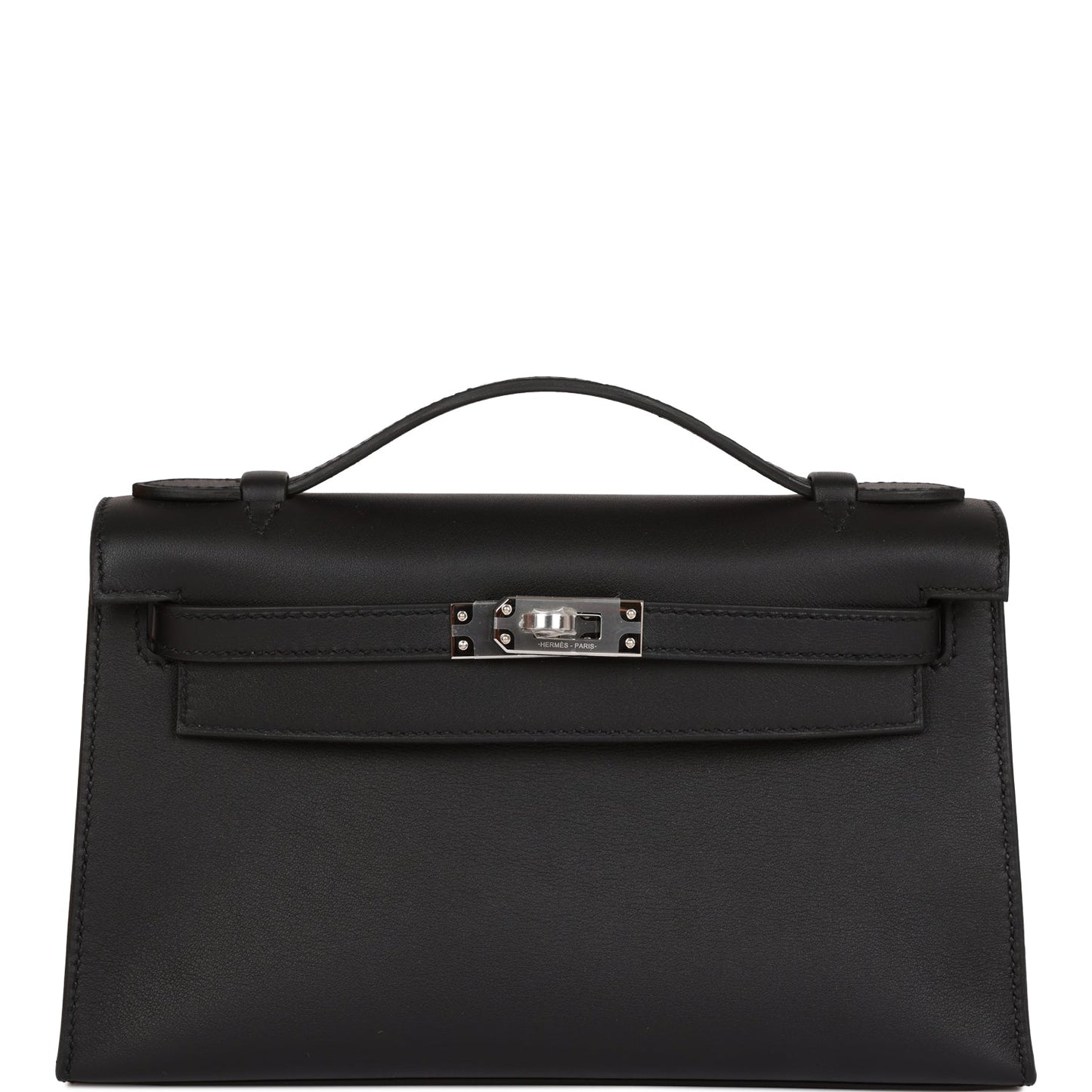 Hermes Kelly Pochette Swift Palladium Hardware Handbag Black Travel Bag Hardware 3