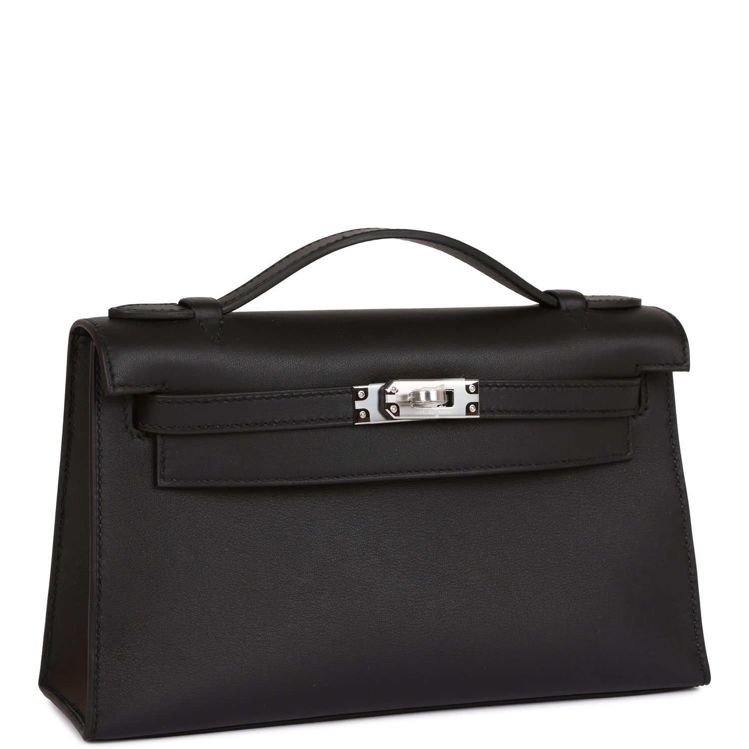 Hermes Kelly Pochette Swift Palladium Hardware Handbag Black Travel Bag Hardware 3