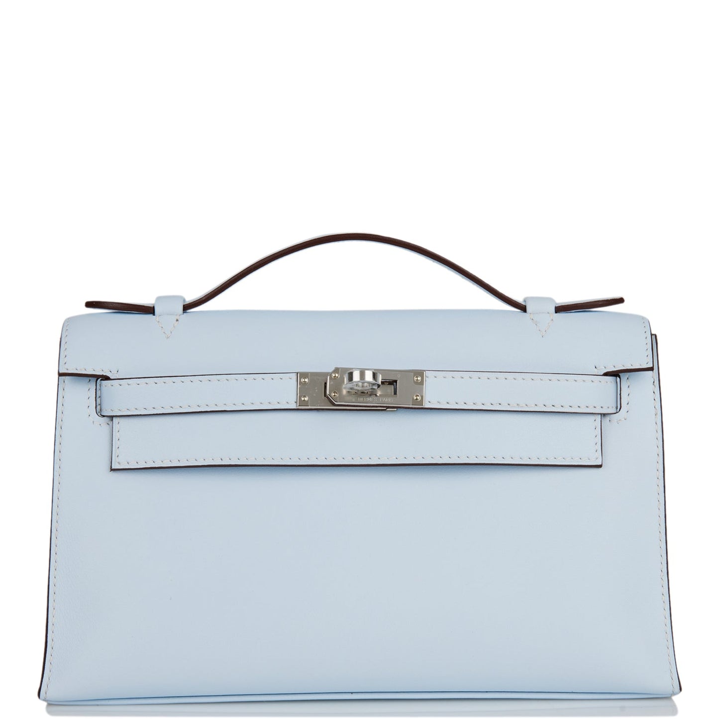 Hermes Kelly Pochette Bleu Brume Swift Palladium Hardware Travel Bag