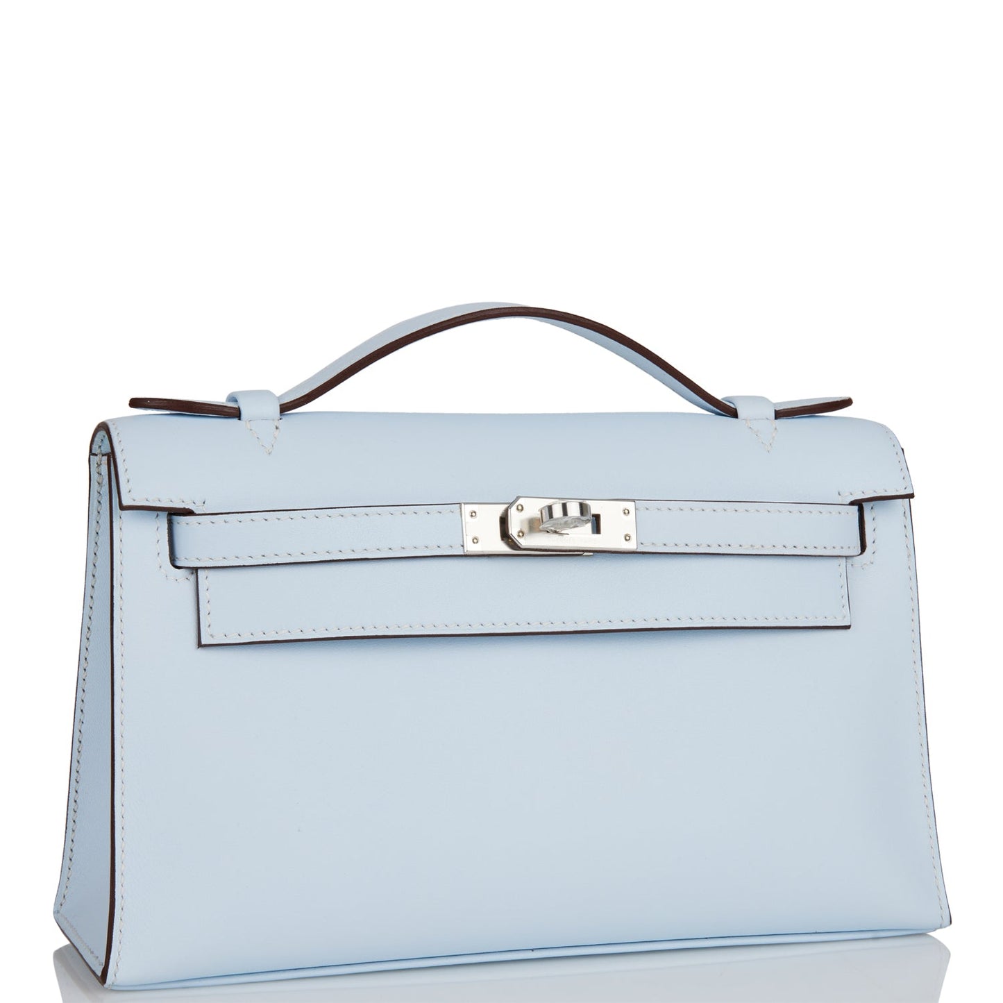 Hermes Kelly Pochette Bleu Brume Swift Palladium Hardware Travel Bag