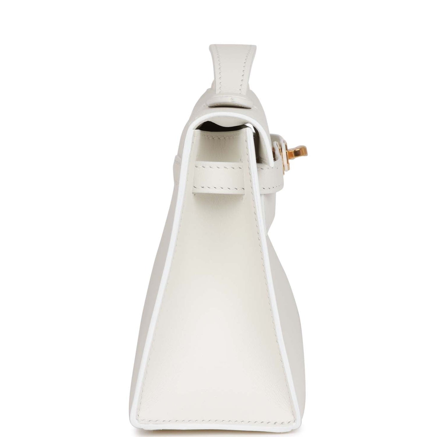 Hermes Kelly Pochette Swift Hardware Clutch Bag White Gold