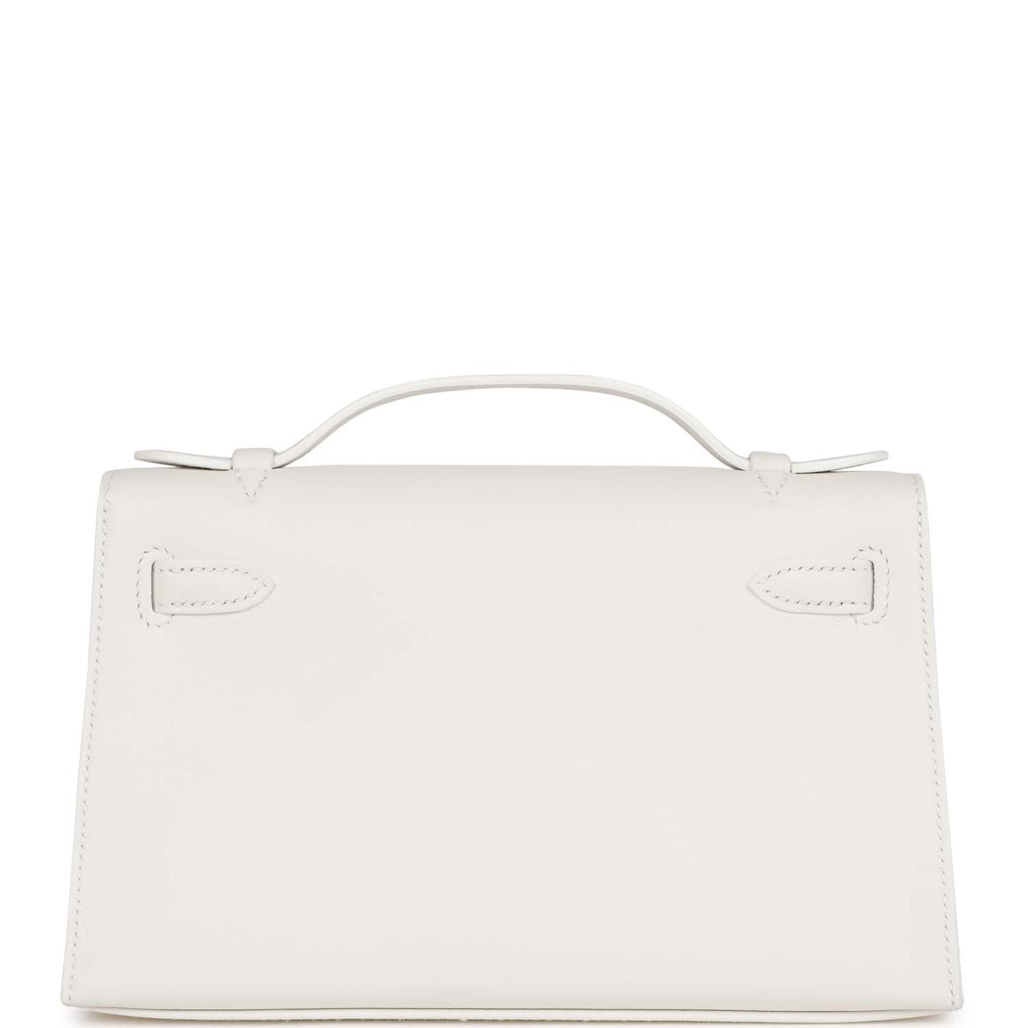 Hermes Kelly Pochette Swift Hardware Clutch Bag White Gold