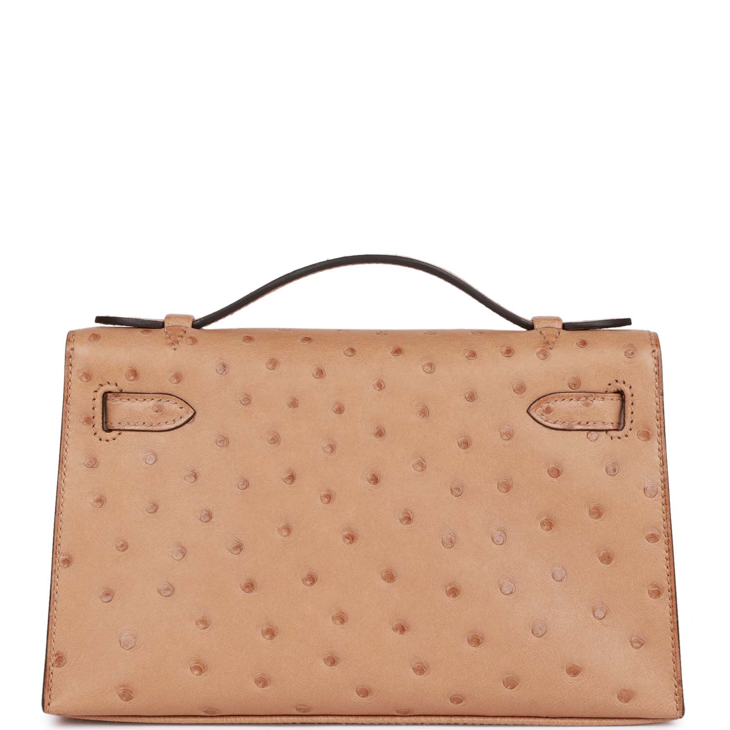 Hermes Kelly Pochette Chai Ostrich Hardware Clutch Bag Gold