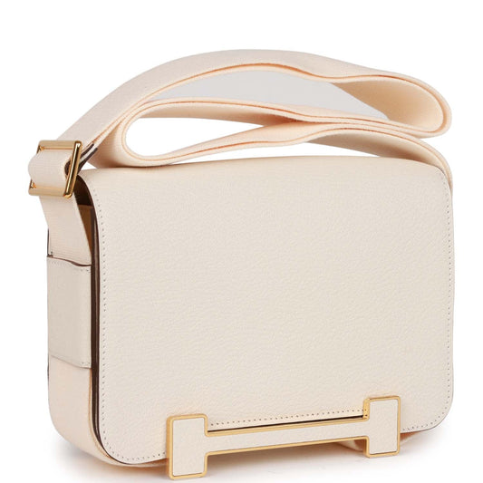 Hermes Luxury Geta Bag Nata Chevre Hardware Gold Travel Bag