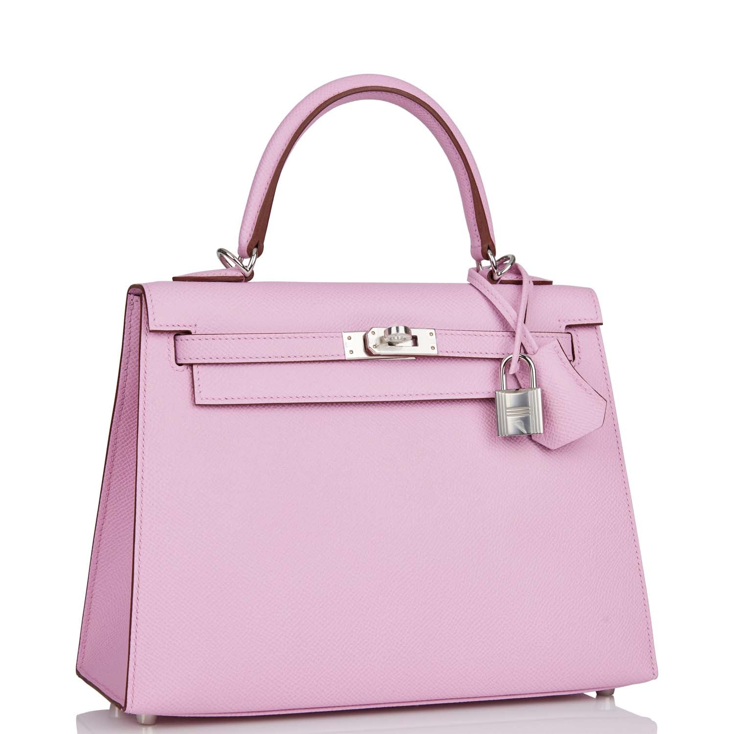 Hermes Kelly Sellier Mauve Sylvestre Epsom Palladium Hardware Handbag Travel Bag