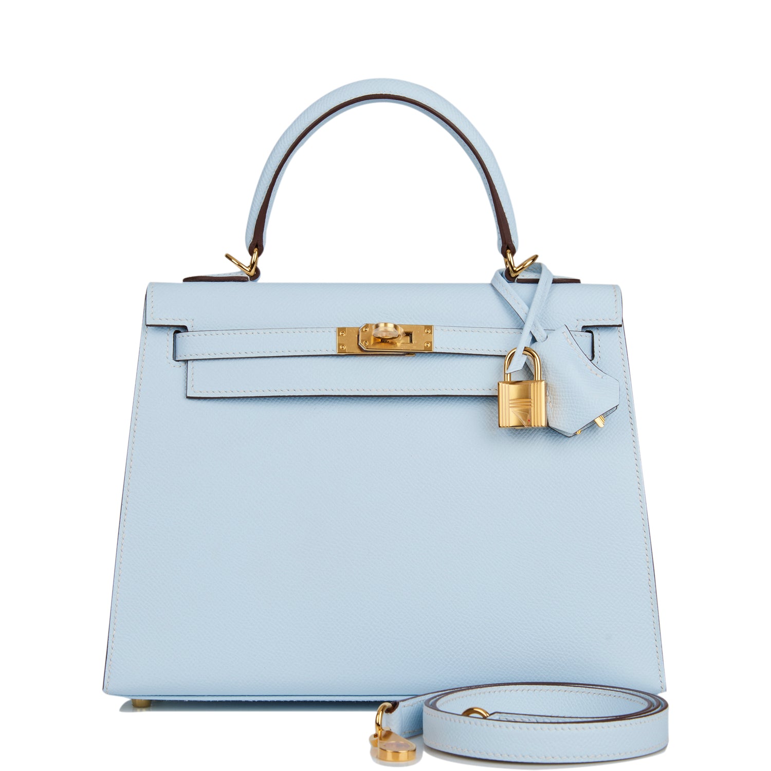 Hermes Kelly Sellier Bleu Brume Epsom Hardware Handbag Gold Travel Bag Hardware 1