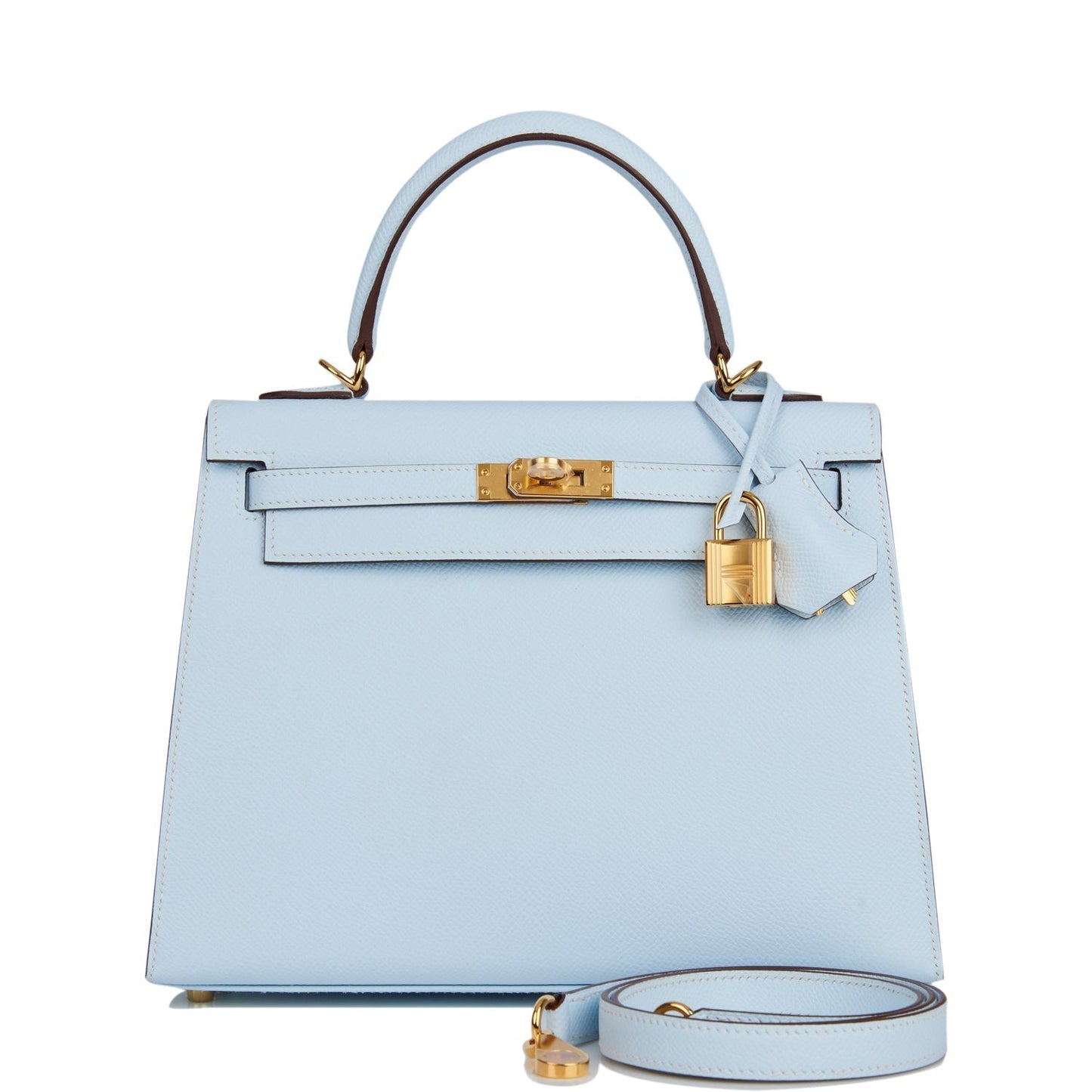 Hermes Kelly Sellier Bleu Brume Epsom Hardware Handbag Gold Travel Bag Brian C