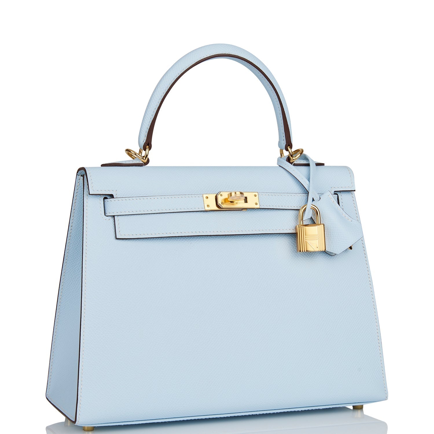 Hermes Kelly Sellier Bleu Brume Epsom Hardware Handbag Gold Travel Bag Gold Hardware