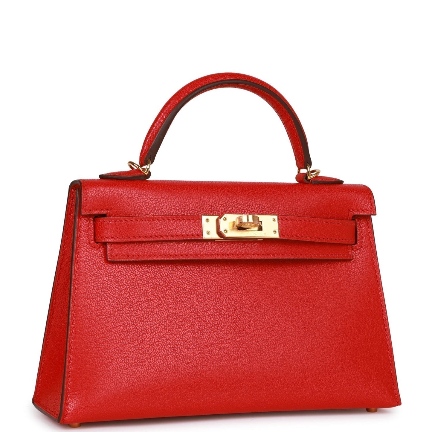 Hermes Kelly Sellier Rouge De Coeur Chevre Hardware Handbag Gold Travel Bag