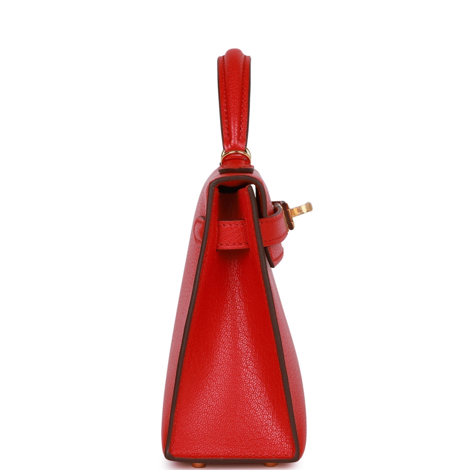 Hermes Kelly Sellier Rouge De Coeur Chevre Hardware Handbag Gold Travel Bag