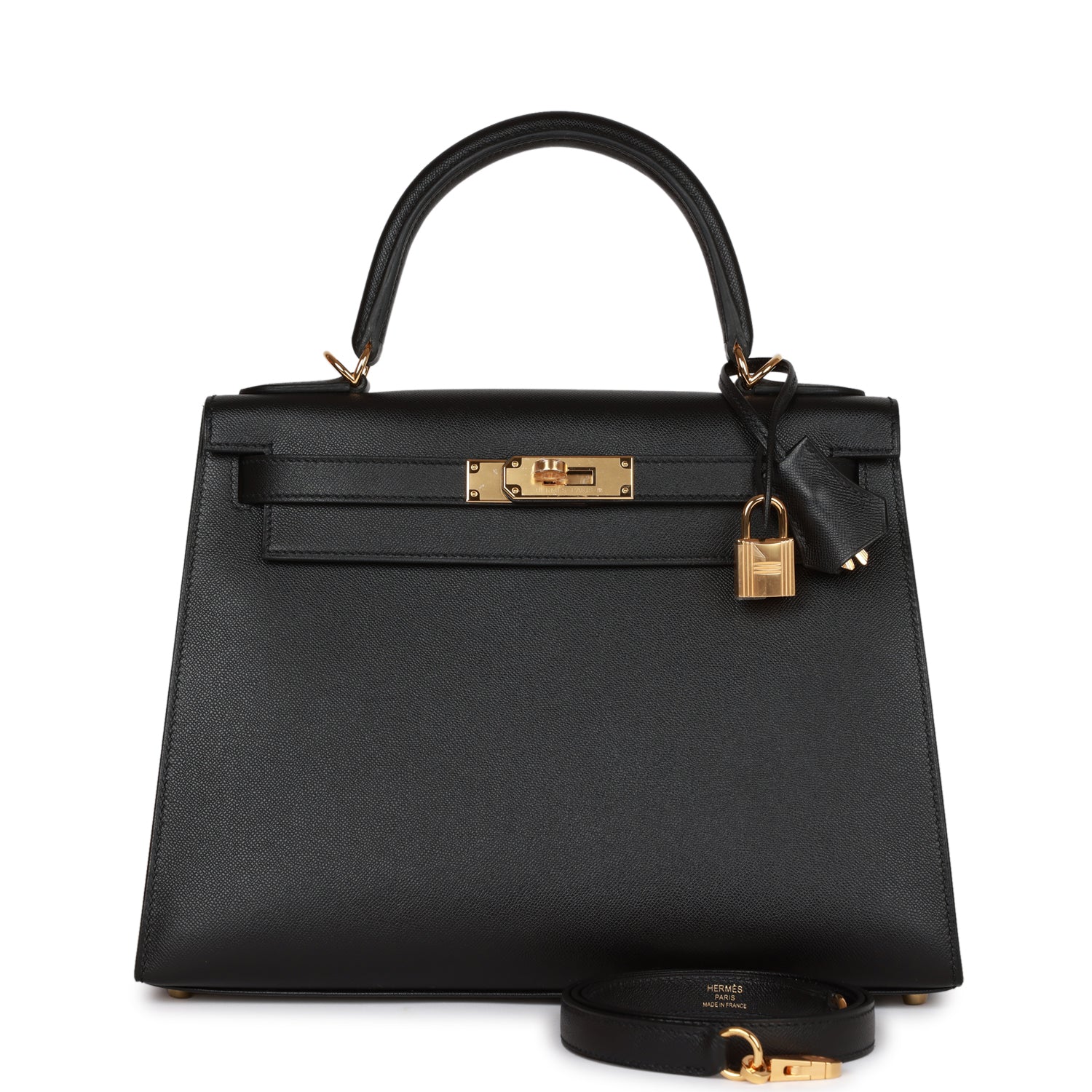 Hermes Kelly Sellier Madame Hardware Handbag Black Gold Travel Bag Gold Hardware